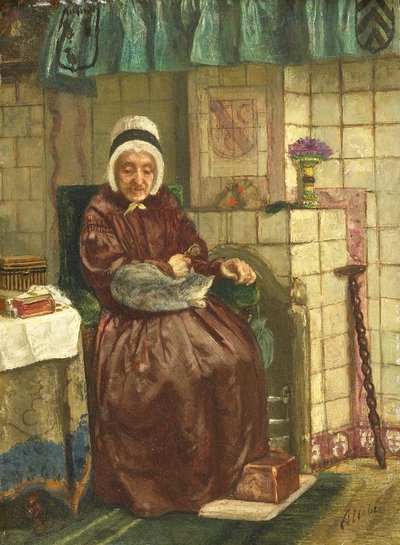 Old Woman by a Hearth by August Allebe